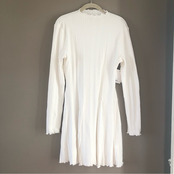 NWT. SO Ivory Cotton Knit Ribbed Mock Neck Skater Dress. Medium - Picture 2 of 8